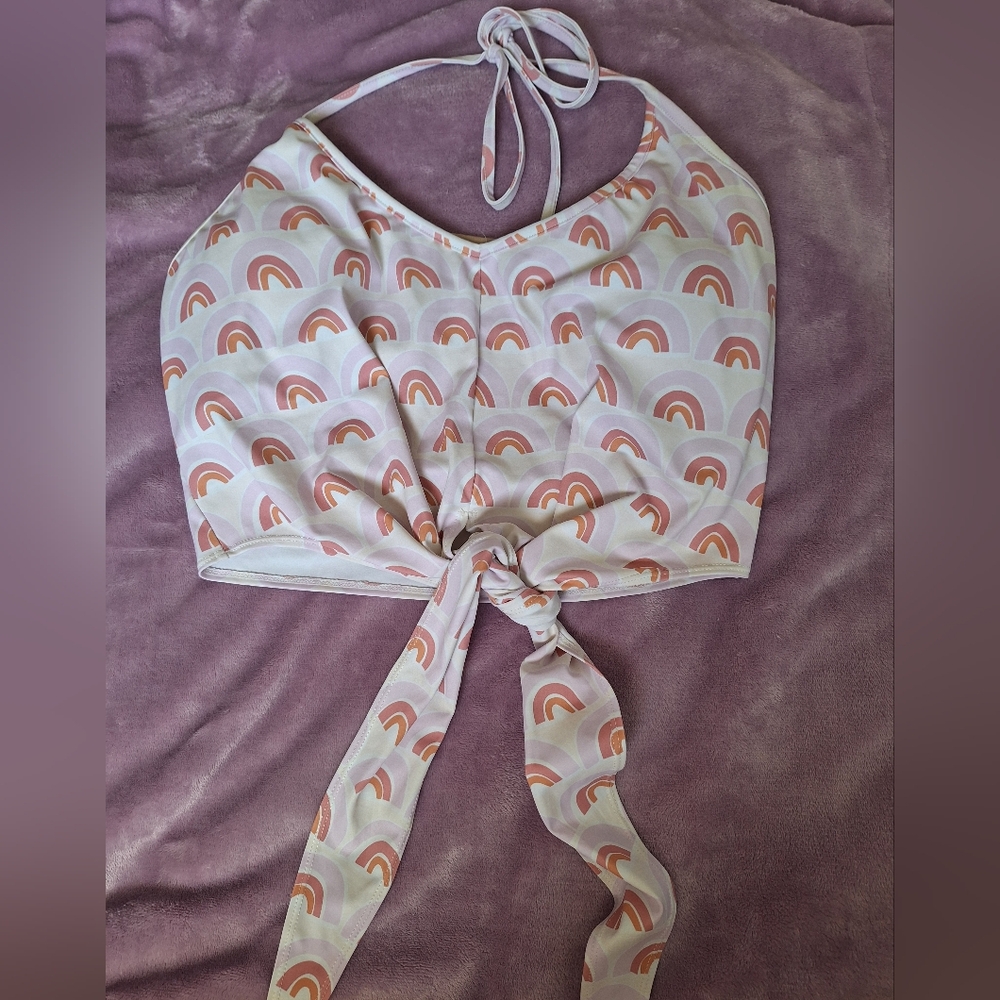 Kortni Jeane Tied-Up Rainbow Swim Top Size 2XL